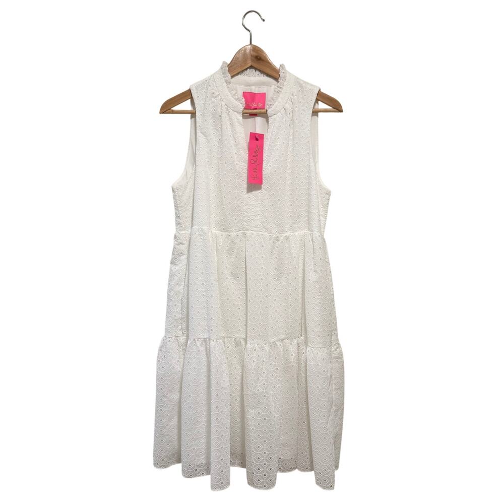 Lilly Pulitzer Novella Dress White‎ Eyelet Mini Medallion NWT Size M Resort